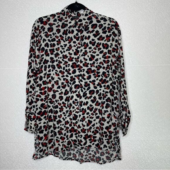 Zara Button Down Leopard Print Blouse XS - Picture 3 of 6